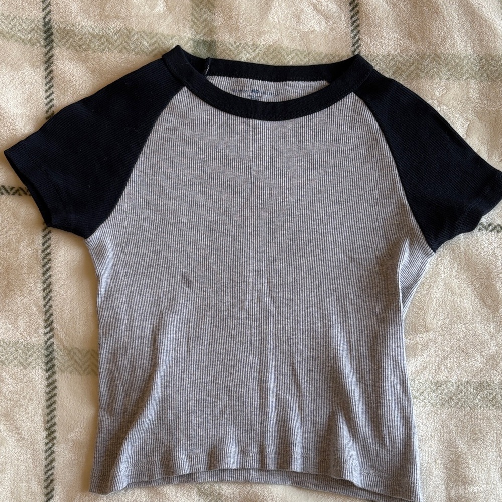 Brandy Melville Navy and Gray Tee
